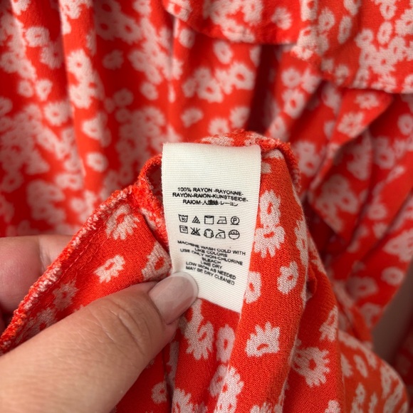 Free People Like You Best Floral Mini Dress Coral Bell Sleeve Boho Small S - Picture 4 of 6